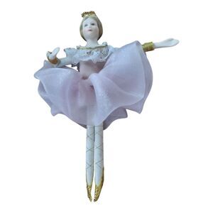 Elegant Porcelain Ballerina Figurine with Gold Accents Ornamet